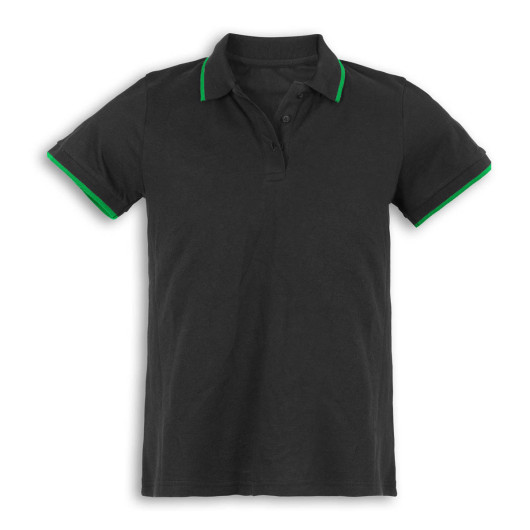 Mens Contrast Stripe Polo Green